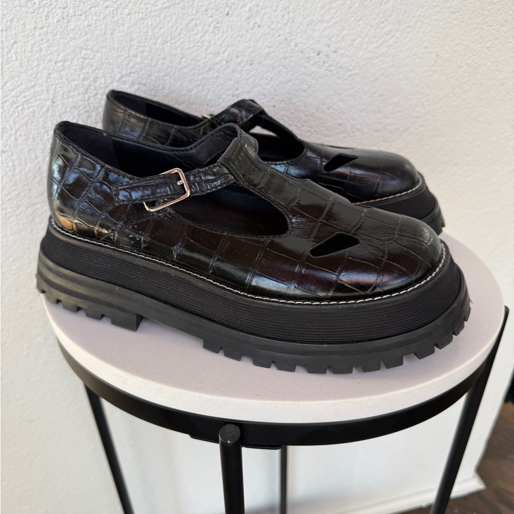 Burberry Croc Embossed Aldwych Mary Jane’s